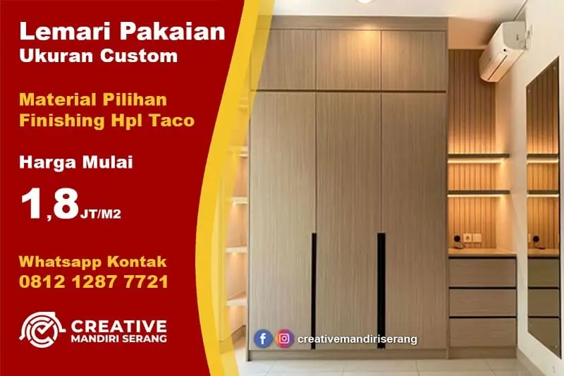 Jasa Pembuatan Lemari Pakaian Wardrobe Custom Hpl Serang